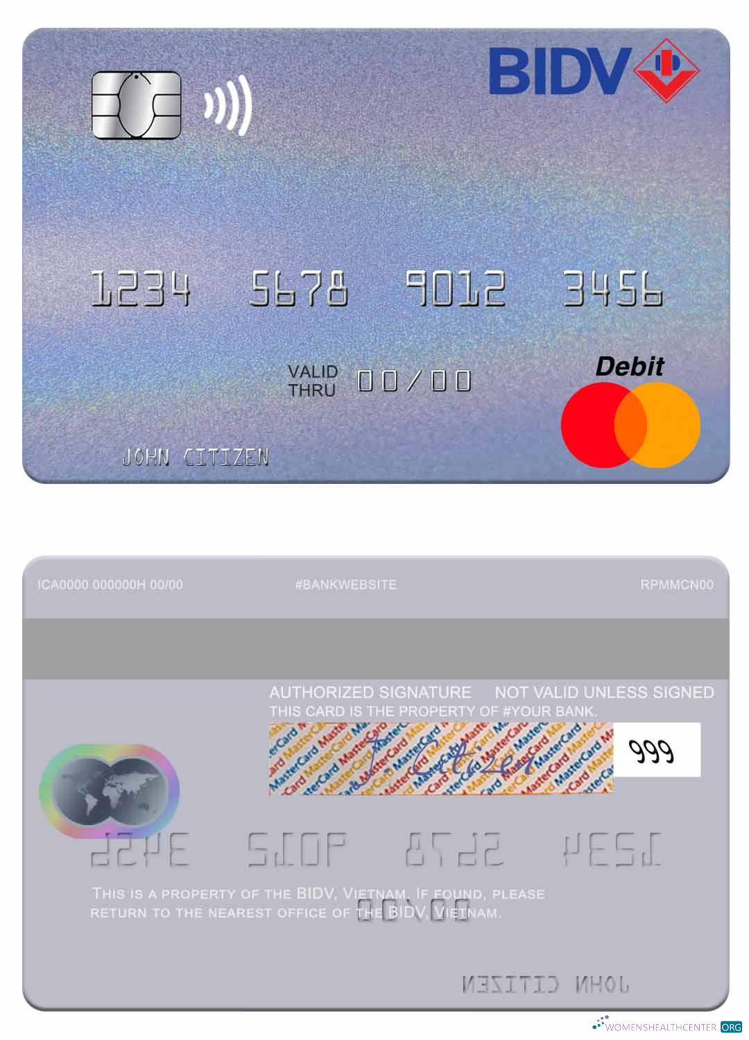 Download Vietnam BIDV mastercard Photoshop template